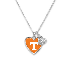 Tennessee Volunteers Silver Double Heart Necklace